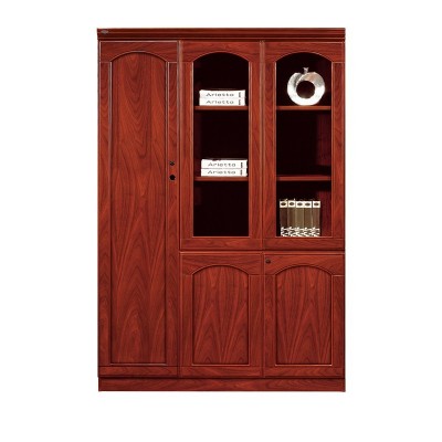 办公文件柜现代简约柜子三门油漆红胡桃色办公柜